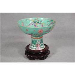 Chinese  Turquoise  Porcelain  Stem  Cup #2198691