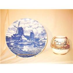 Delft hand painted plate & a Art Nouveau Vase #2199320