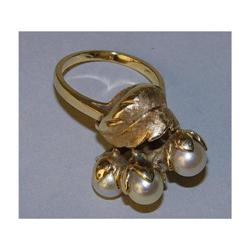 14kt Gold & Pearl Flower Ring Satin Finish 14k #2199336