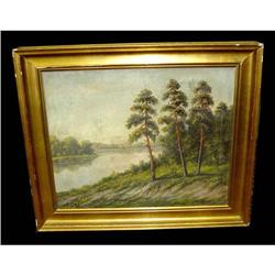 19c Landscape Woods Forest Oil Painting 19th C #2199339