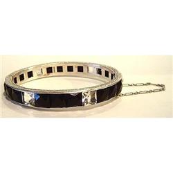 Antique Paste & French Jet Bangle Bracelet #2199388