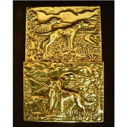 Antique Brass Letter  Rack With Dogs #2199396