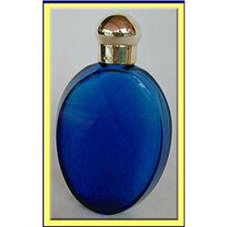 ANTIQUE DEEP BLUE FACETED GLASS PERFUME BOTTLE #2199425