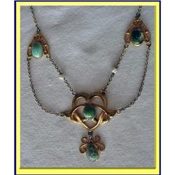 VICTORIAN ARTS AND CRAFTS NECKLACE TURQUOISE  #2199436