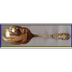 GILT SILVER ENAMEL BERRY SERVING SPOON  W MASK #2199439