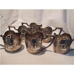 Antique 6 silver cup holders set #2213854