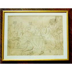 19th century Sepia ink Drawing by Chalon #2214562