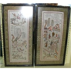 Pair of Asian Embroidered Scenes #2214588