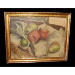 Fruit Still Life Oil Painting Apple Pear Lime  #2214704