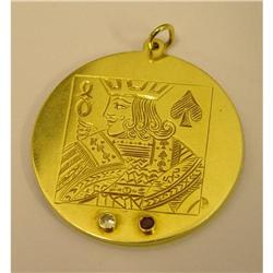 14kt King Hearts Pendant Charm Diamond Ruby 14k#2214708