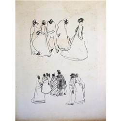 antique paper engraving  native scene Figari  #2214710