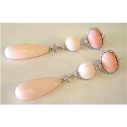 Pair of Pink Coral & Diamond Earrings #2214712