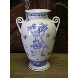 ITALIAN MAGIOLICA VASE WITH CERUBS #2227988