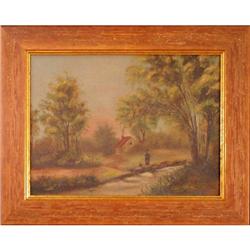 Boy Fishing by Stream- Unknown Canadian artist #2228003