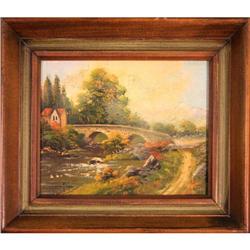 "Country Bridge Over Stream" by Collazz - oil #2228006
