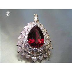 RHJ Synthetic Ruby Pear Pendant w CZs #2228031