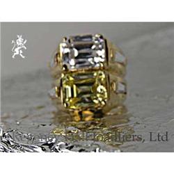 RHJ Dbl Ring w/ White & Canary Cubic Zirconium #2228048