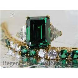 RHJ Simulated Emerald (YAG) Ring w CZs #2228057