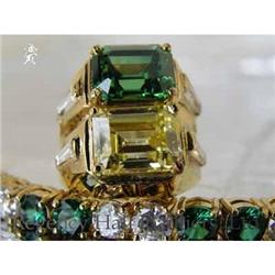 RHJ Ring Canary CZ & Simulated Emerald (YAG) #2228058