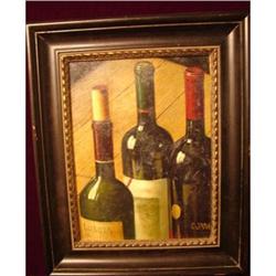CONTEMPORARY PAINTING OF WINE BOTTLES, FRAMED #2228066