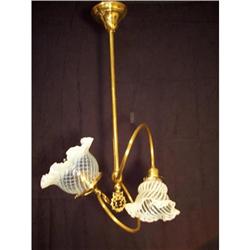 Antique Gas Converted Fixture W/Fenton Shades #2228174