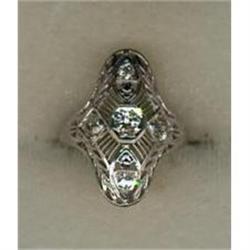 Edwardian 18K White Gold & Diamond Ring #2228179