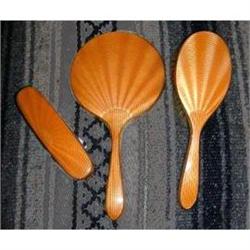Golden Orange Guilloche Enamel Dresser Set #2228347