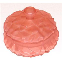Pink Satin Depression Glass Art Deco Powder Jar#2228368
