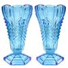 Image 1 : Davidson Glass Ice Blue Chevron Vases (2) #2228370