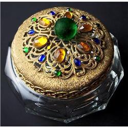 Heisey Powder Jar with Openwork, Jeweled Lid #2228378