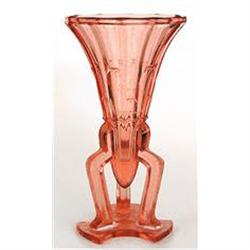 Czech Pink Depression Glass Deco Rocket Vase #2228380