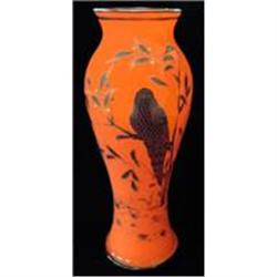 Orange & Black Decorated Tango Glass Vase #2228395