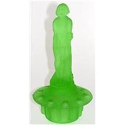 September Morn Green Satin Glass Flower Frog #2228396