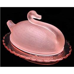 Sowerby Rosalin Swan Satin Glass Butter Dish #2228409