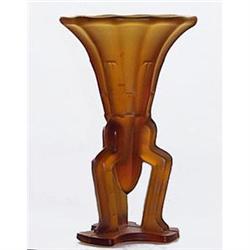Amber Satin Glass Art Deco Rocket Vase #2228415