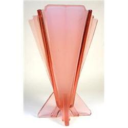 Stölzle Pink Art Deco Glass Winged Rocket Vase #2228438