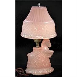 Pink Fired Depression Glass Figural Horse Lamp #2228446