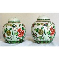 FAMILLE VERTE GINGER JARS PAIR, QING DY CHINESE#2228511