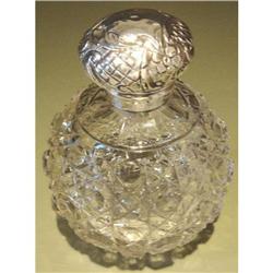 Vint Round Cut Glass, Sterling Lid Scent Bottle#2228566