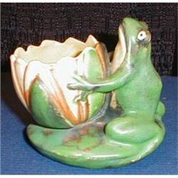 WELLER CopperTONE Frog LOTUS Vase ANTIQUE #2228607