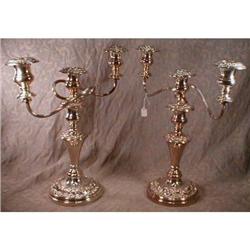 SILVER Candelabra CANDLESTICKS Pair -ENGLAND- #2228612