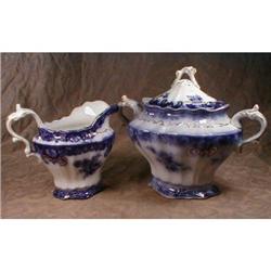 FLOW Blue CREAM & Sugar ALCOCK Granada ANTIQUE #2228644