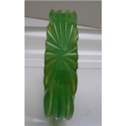 Bakelite Vintage Applejuice Green Carved Bangle#2228686