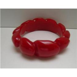 Bakelite Bright Cherry Red Bangle #2228687