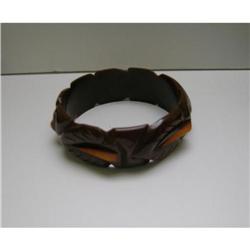 Bakelite vintage Carved Leaf and Stem Bangle #2228688