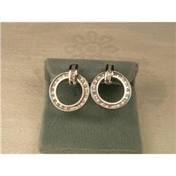 Estate 14K WG Gold Diamond Loop Hoop Earrings #2228713