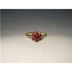 Antique Estate 14K YG Gold Garnet Floral Ring #2228716