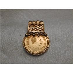 Rare 22K 24K Gold 1977 Coin Medal Pendant Slide#2228724