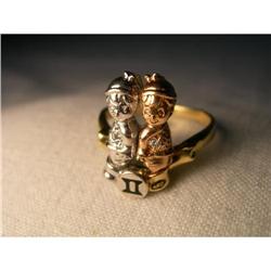 Estate 14K Tri-Color Gold Twins Diamond Ring #2228731
