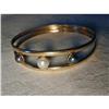 Image 1 : Estate 14K YG Gold Black Pearl Bangle Bracelet #2228747